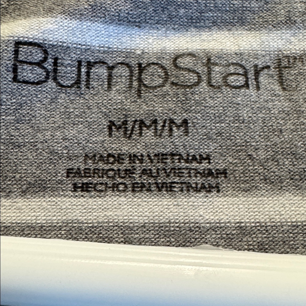 BumpStart Gray Stripe Maternity Top Medium Long Sleeve Stretch Tee Shirt - Picture 3 of 5